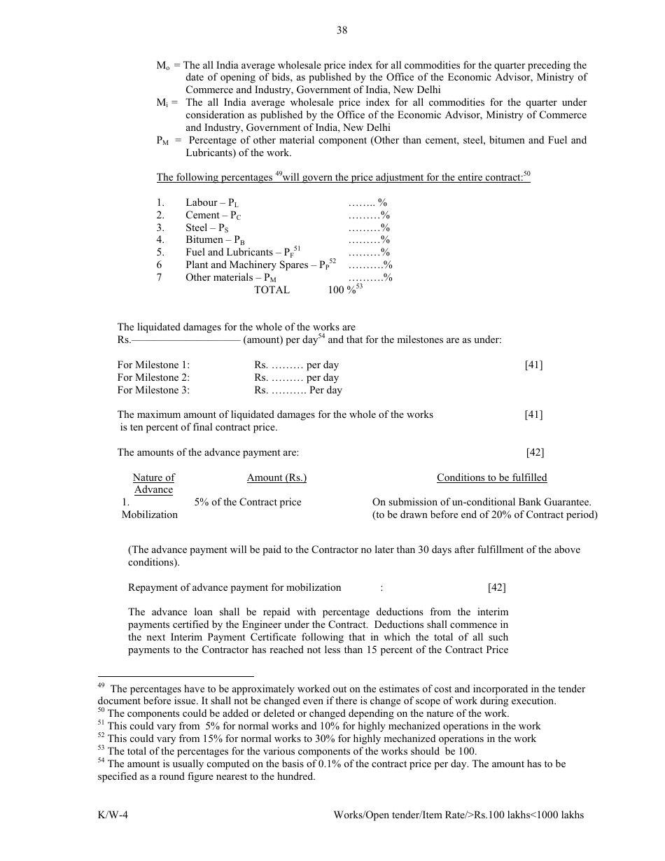 Annexure K / W-4 Open Tender - Item Rate Rs. 100 Lakhs Rs.1000 Lakhs - Karnataka, India, Page 38