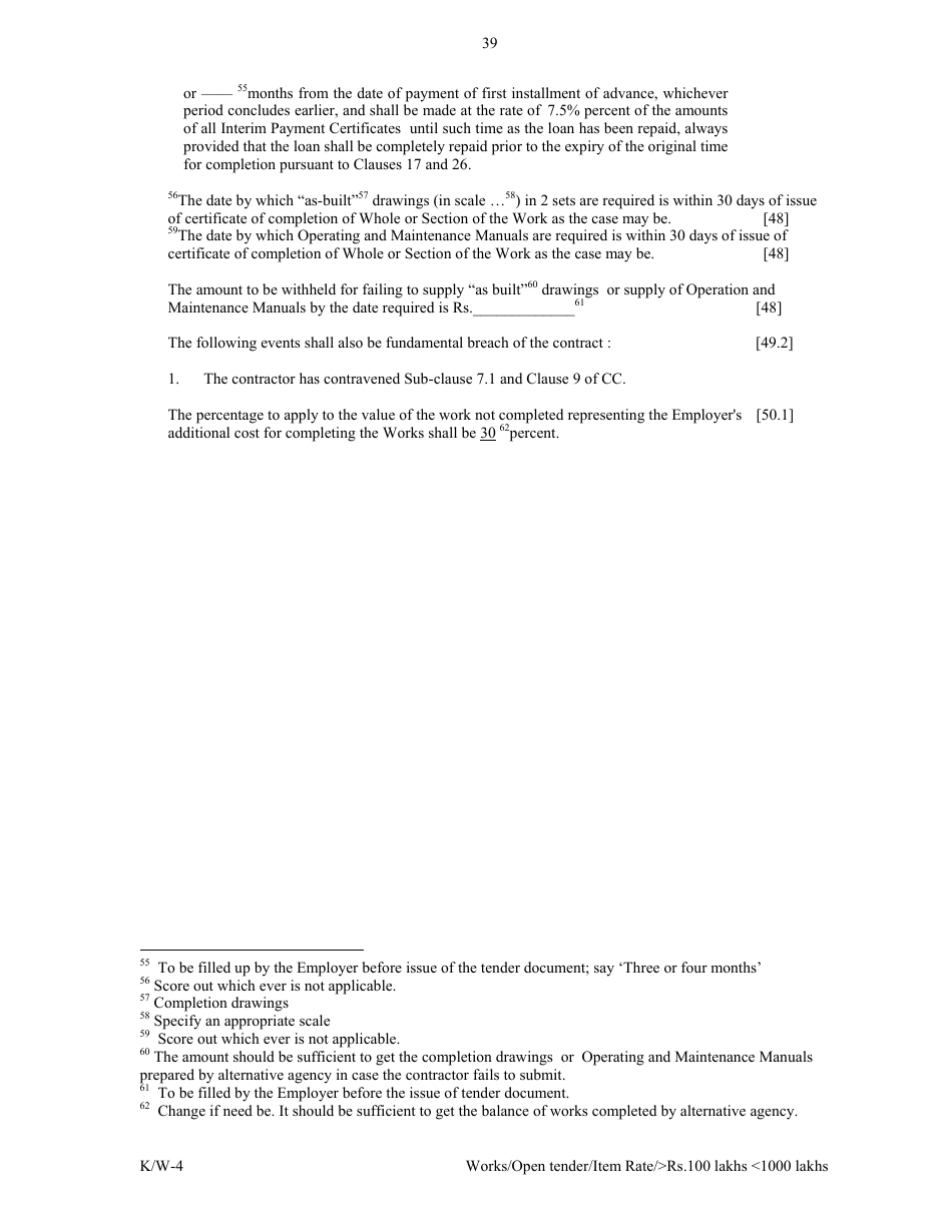 Annexure K / W-4 Open Tender - Item Rate Rs. 100 Lakhs Rs.1000 Lakhs - Karnataka, India, Page 39