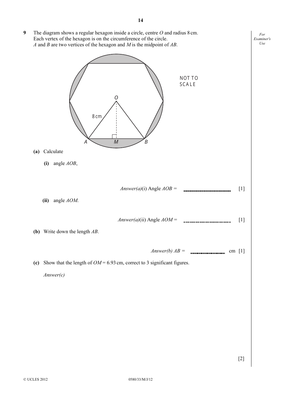 May / June 2012 University of Cambridge International Examinations: Mathematics Paper 3 (Core), Page 14