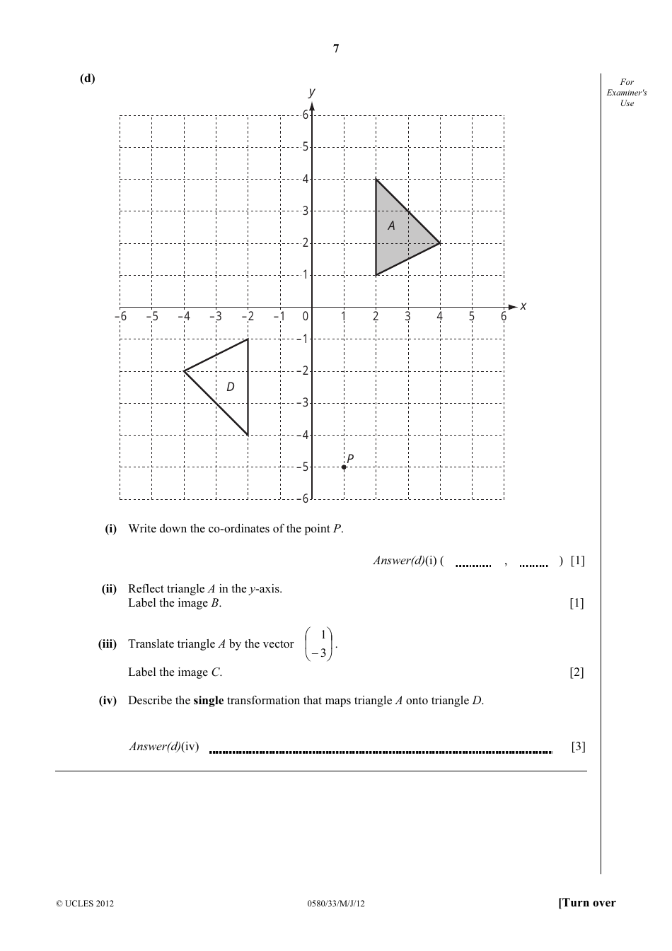 May / June 2012 University of Cambridge International Examinations: Mathematics Paper 3 (Core), Page 7