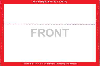 Document preview: A9 Envelope Template - Front