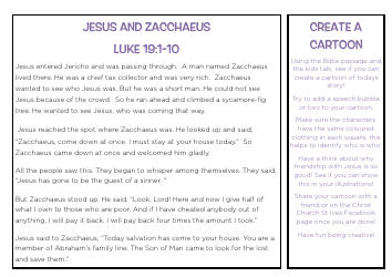 Jesus and Zacchaeus Cartoon Template
