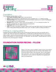 Foundation Paper Piecing Pillow Quilt Pattern Template, Page 2