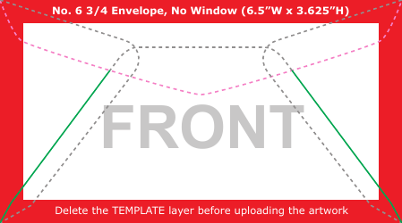 Document preview: No.6 3/4 Envelope Template (No Window) - Front