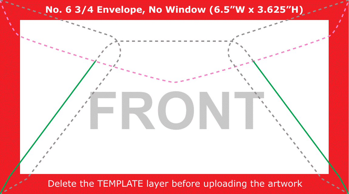 No.6 3/4 Envelope Template (No Window) - Front