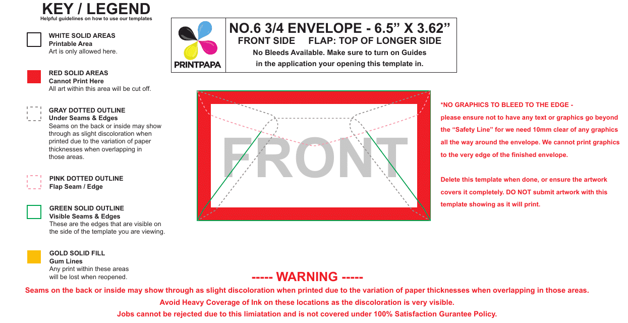 No.6 3/4 Envelope Template Preview