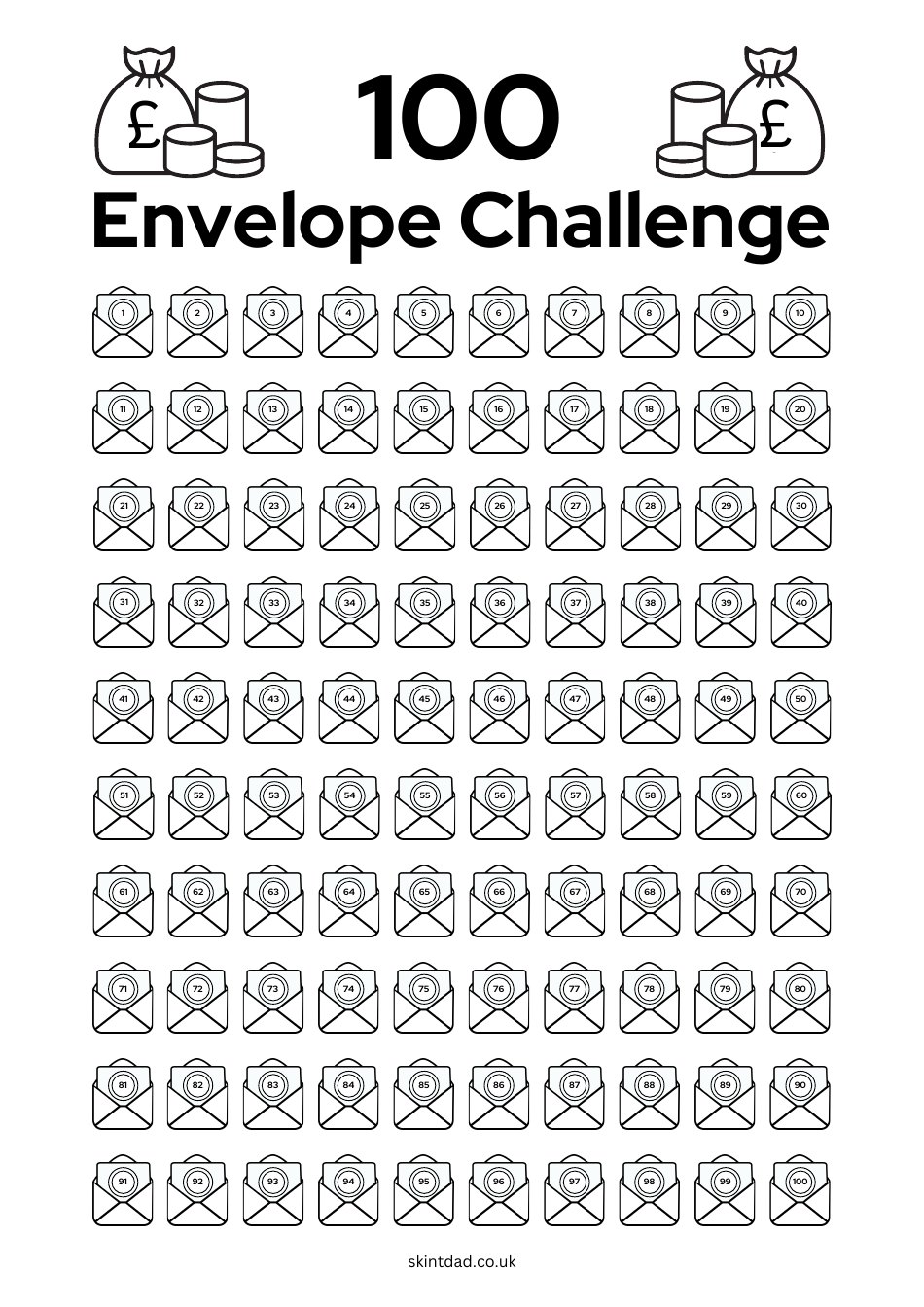 Template for 100 Envelope Challenge