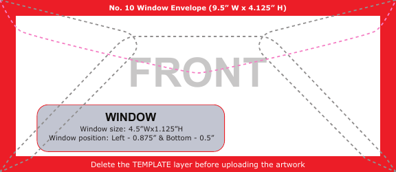 Document preview: No.10 Window Envelope Template - Front