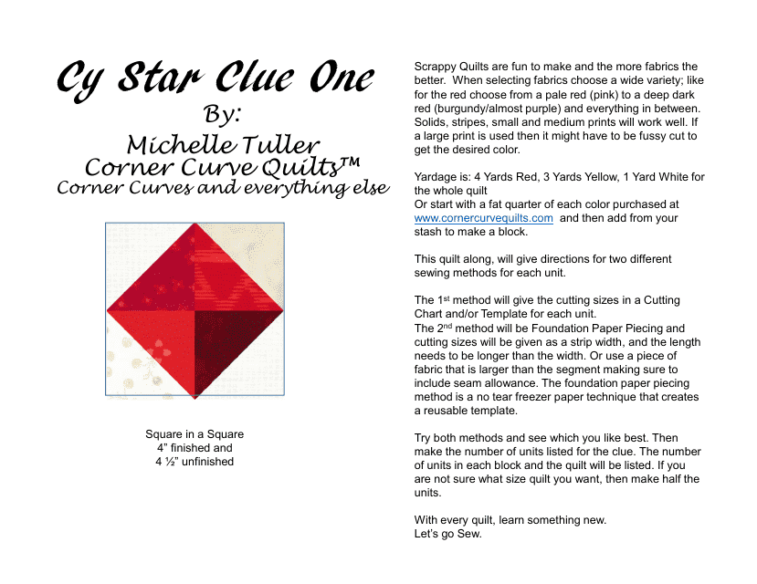 Cy Star Clue One Quilt Pattern - Michelle Tuller Corner Curve Quilts