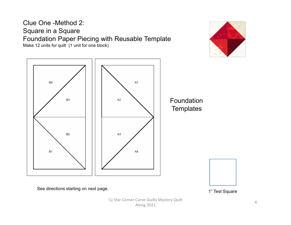 Cy Star Clue One Quilt Pattern - Michelle Tuller Corner Curve Quilts, Page 4