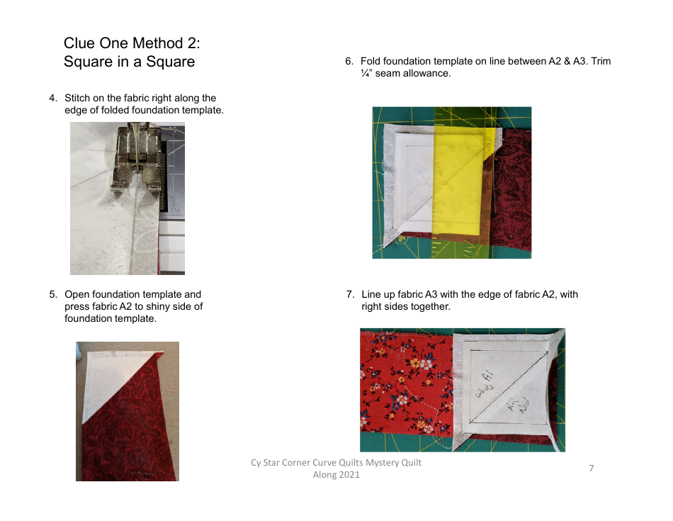 Cy Star Clue One Quilt Pattern - Michelle Tuller Corner Curve Quilts, Page 7