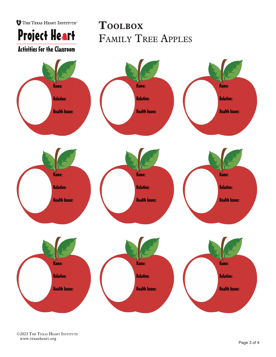 Family Heart Health Tree Template - the Texas Heart Institute, Page 3