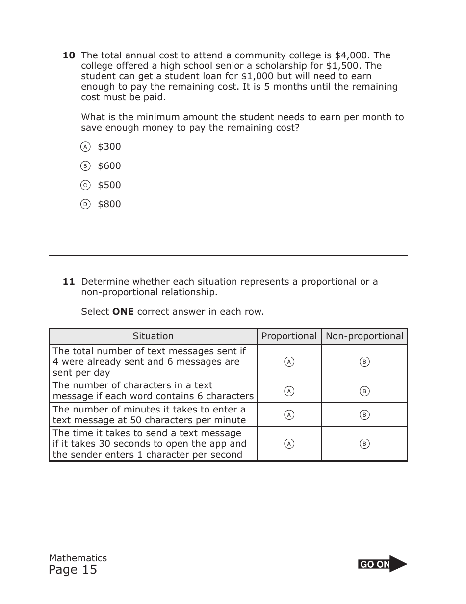 Staar Grade 8 Mathematics Practice Assessment - Texas, Page 15