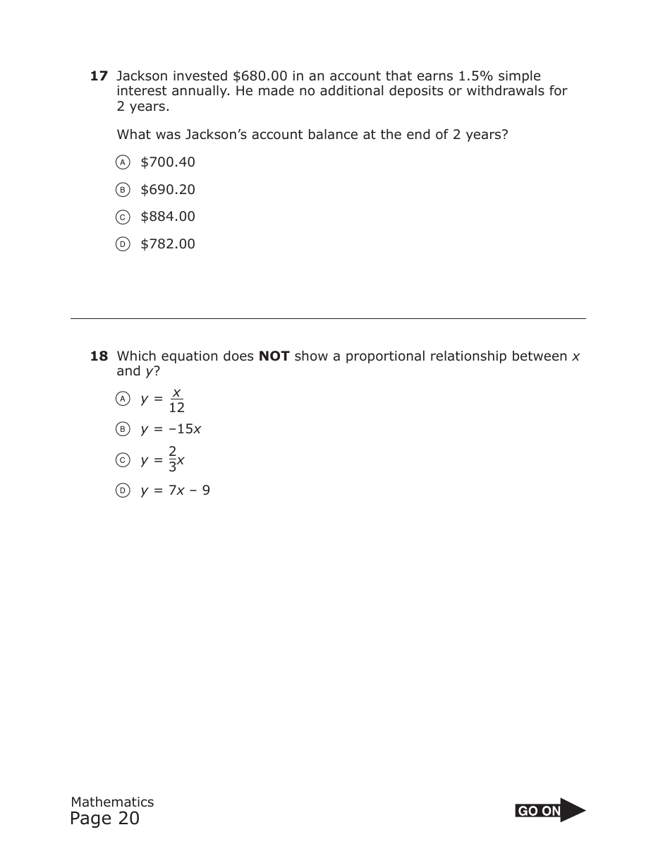 Staar Grade 8 Mathematics Practice Assessment - Texas, Page 20