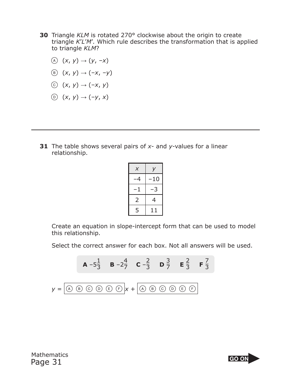 Staar Grade 8 Mathematics Practice Assessment - Texas, Page 31