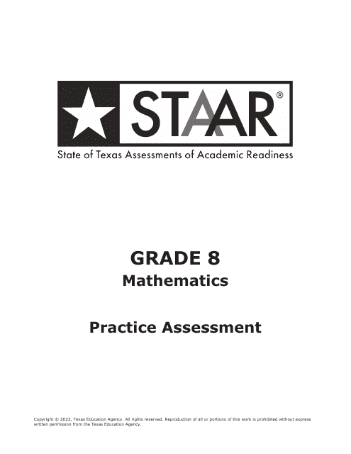 Staar Grade 8 Mathematics Practice Assessment - Texas