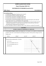 Sample Question Paper: Class X Session 2023-24 Mathematics Standard