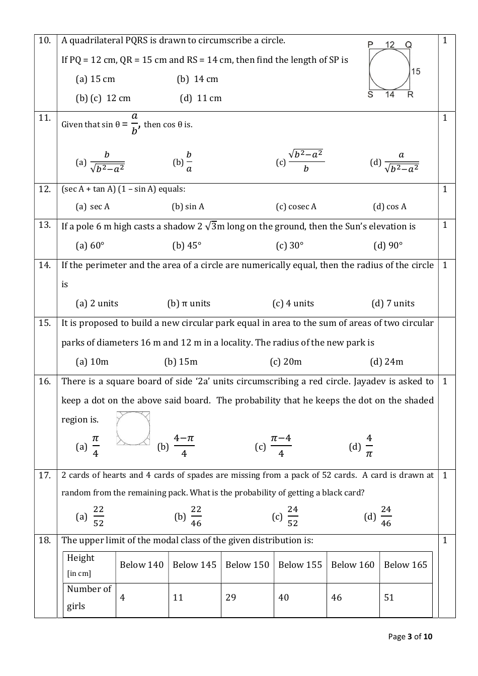 Sample Question Paper: Class X Session 2023-24 Mathematics Standard, Page 3
