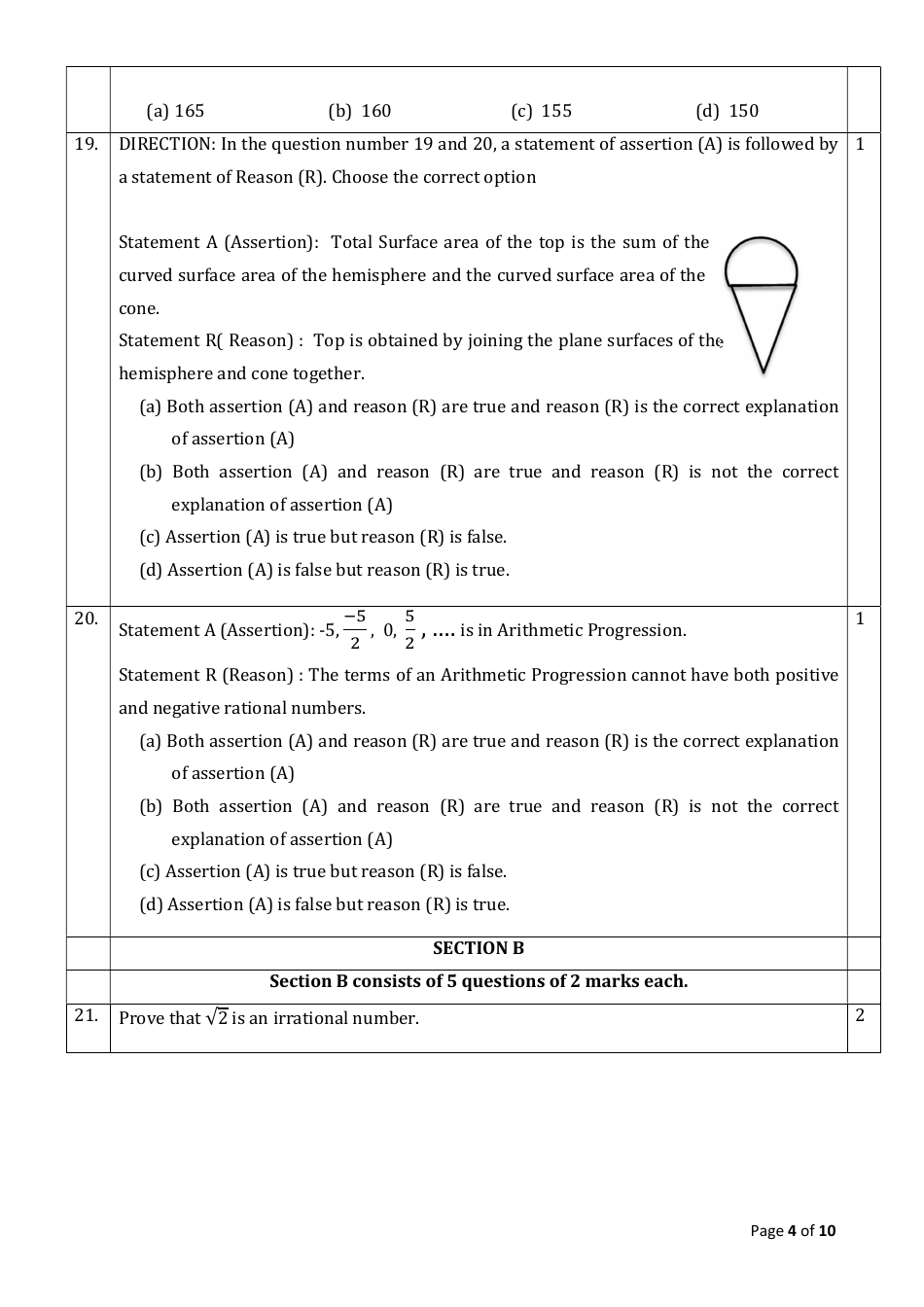 Sample Question Paper: Class X Session 2023-24 Mathematics Standard, Page 4