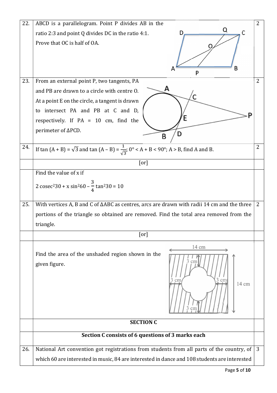 Sample Question Paper: Class X Session 2023-24 Mathematics Standard, Page 5