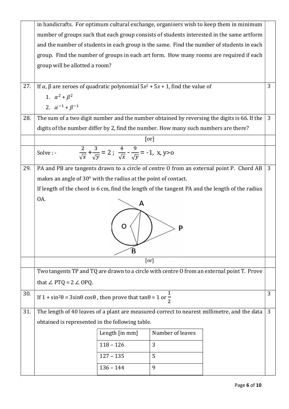 Sample Question Paper: Class X Session 2023-24 Mathematics Standard, Page 6