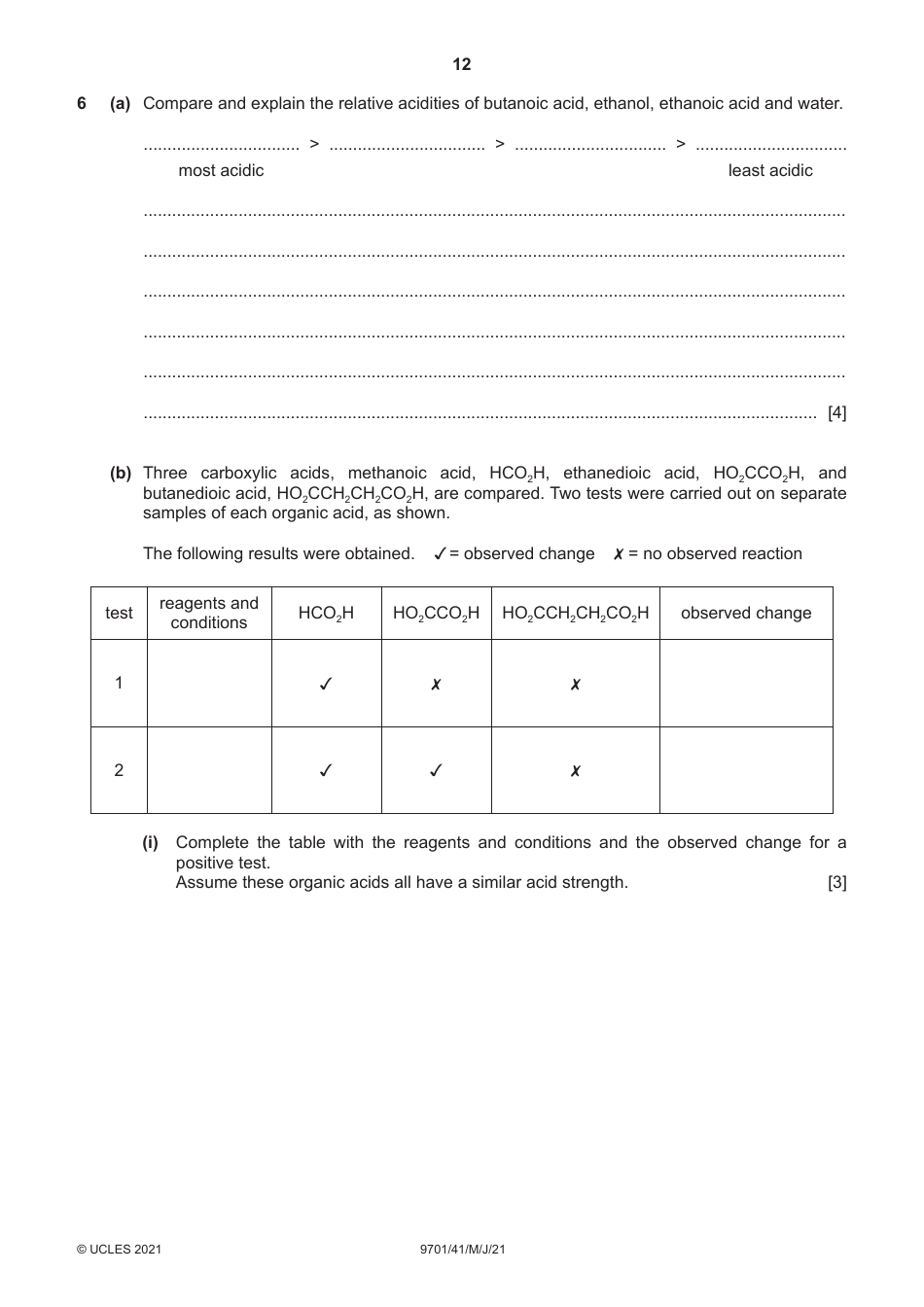 Cambridge International Chemistry Paper 4 a Level Structured Questions, Page 12