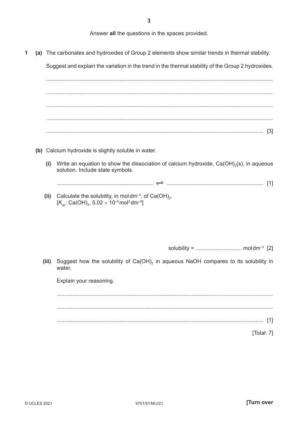 Cambridge International Chemistry Paper 4 a Level Structured Questions, Page 3