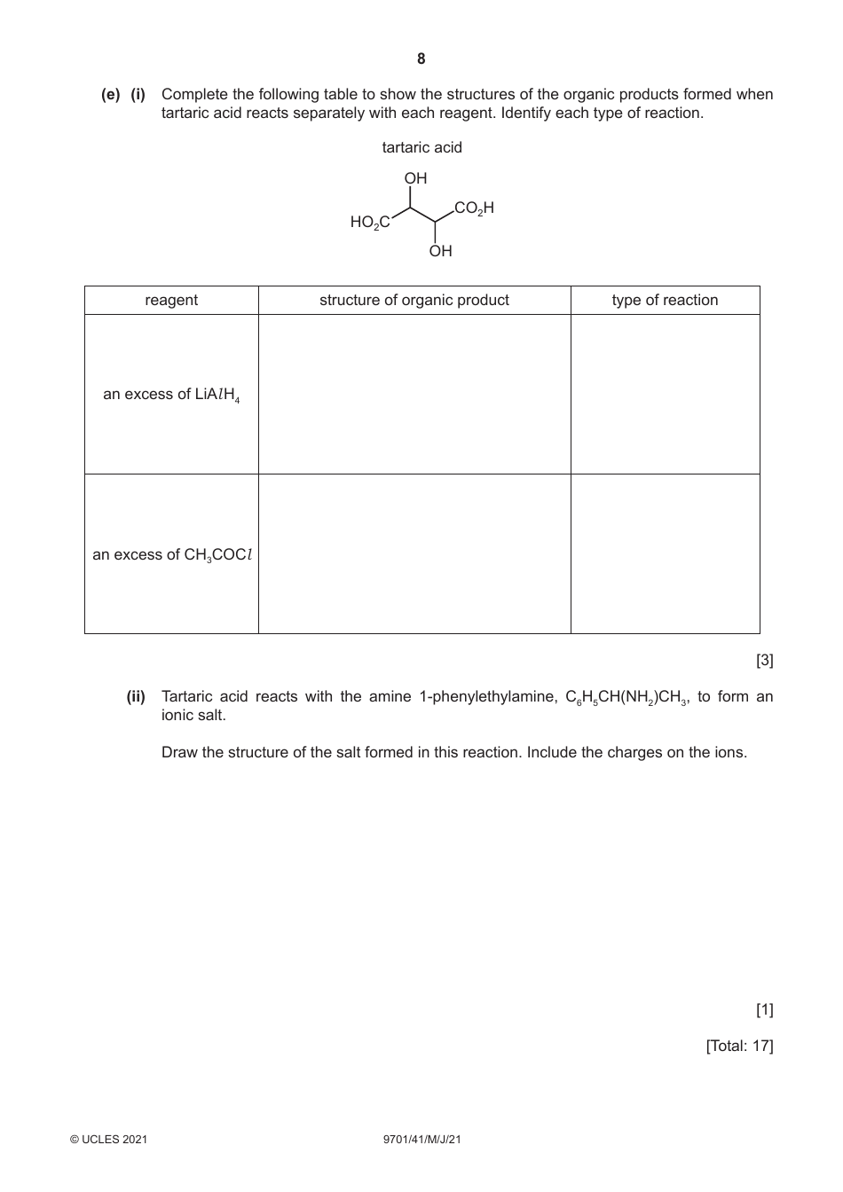 Cambridge International Chemistry Paper 4 a Level Structured Questions, Page 8
