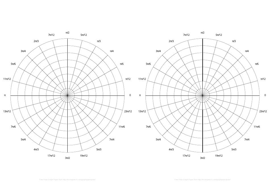 Polar Graph Paper Template - Two Horizontal