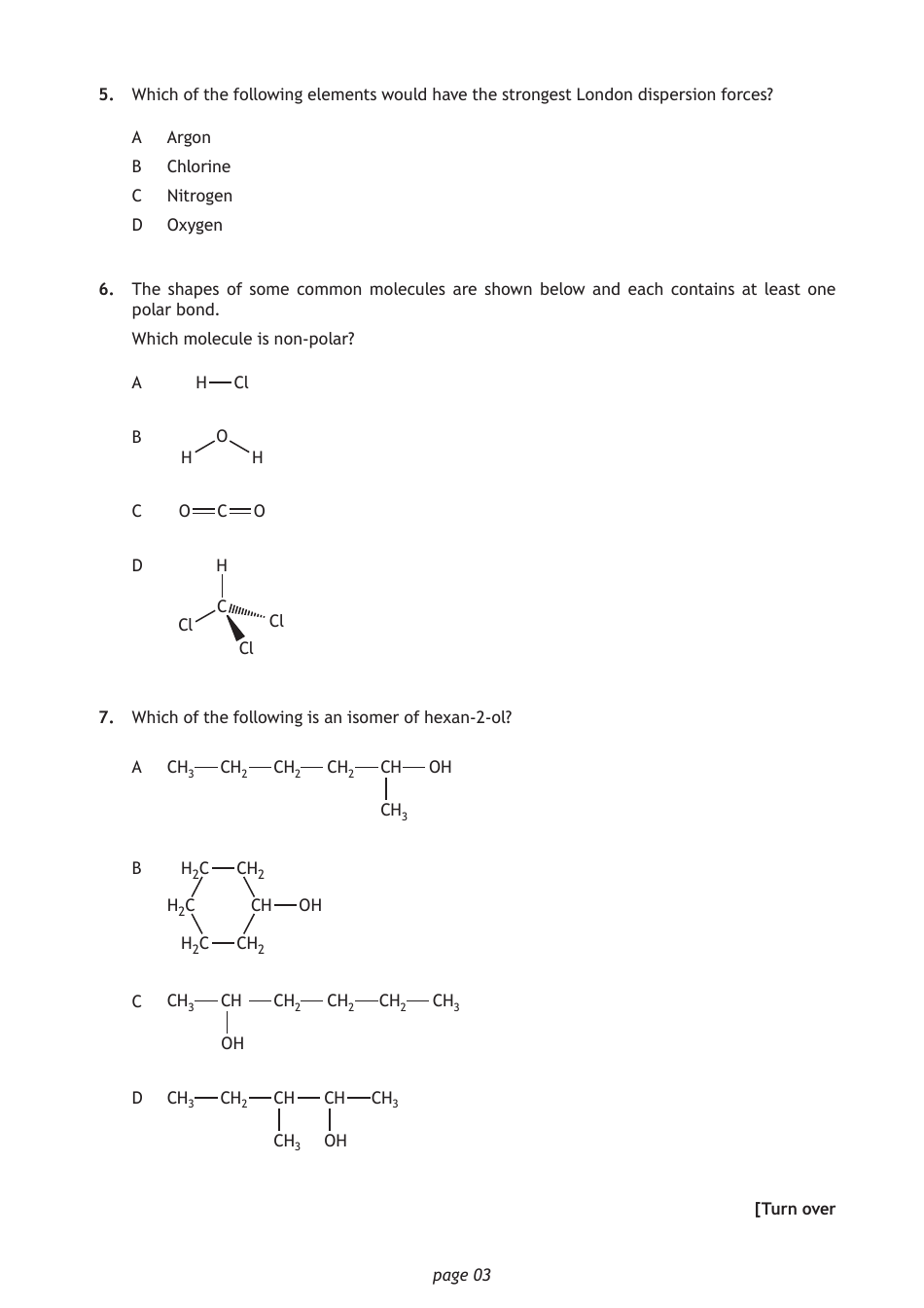 Sqa National Qualifications Chemistry Paper 1, Page 3