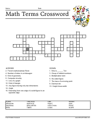 Math Terms Crossword Template