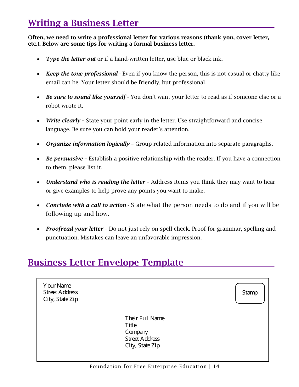 Business Letter Envelope Template, Page 1