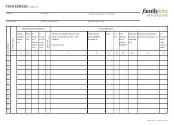 1950 Census Template - Family Tree Magazine Download Fillable PDF ...