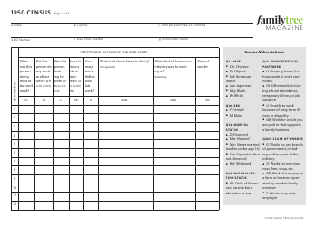 1950 Census Template - Family Tree Magazine Download Fillable PDF ...