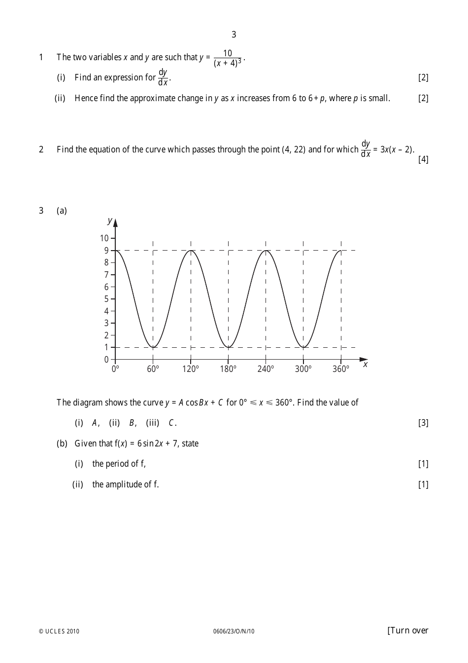 University of Cambridge International Examinations: Additional Mathematics Paper 2, Page 3