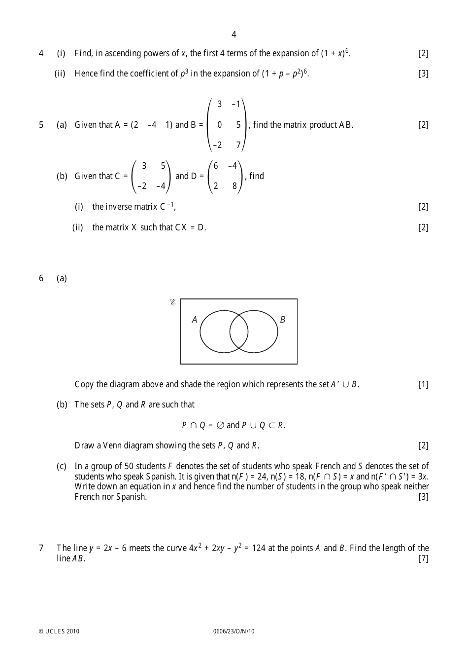 University of Cambridge International Examinations: Additional Mathematics Paper 2, Page 4