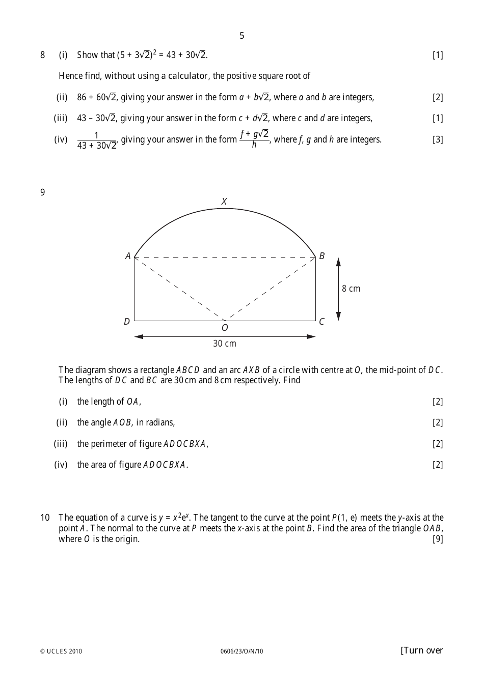 University of Cambridge International Examinations: Additional Mathematics Paper 2, Page 5