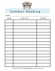 Document preview: Summer Reading Template - Sloth