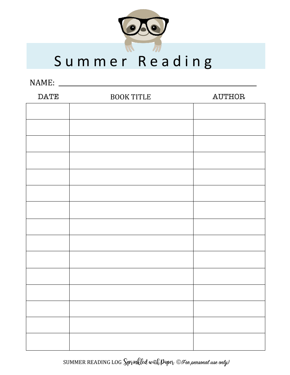 Summer Reading Template Sloth Download Printable PDF Templateroller Summer Reading Template Sloth Download Printable PDF Templateroller