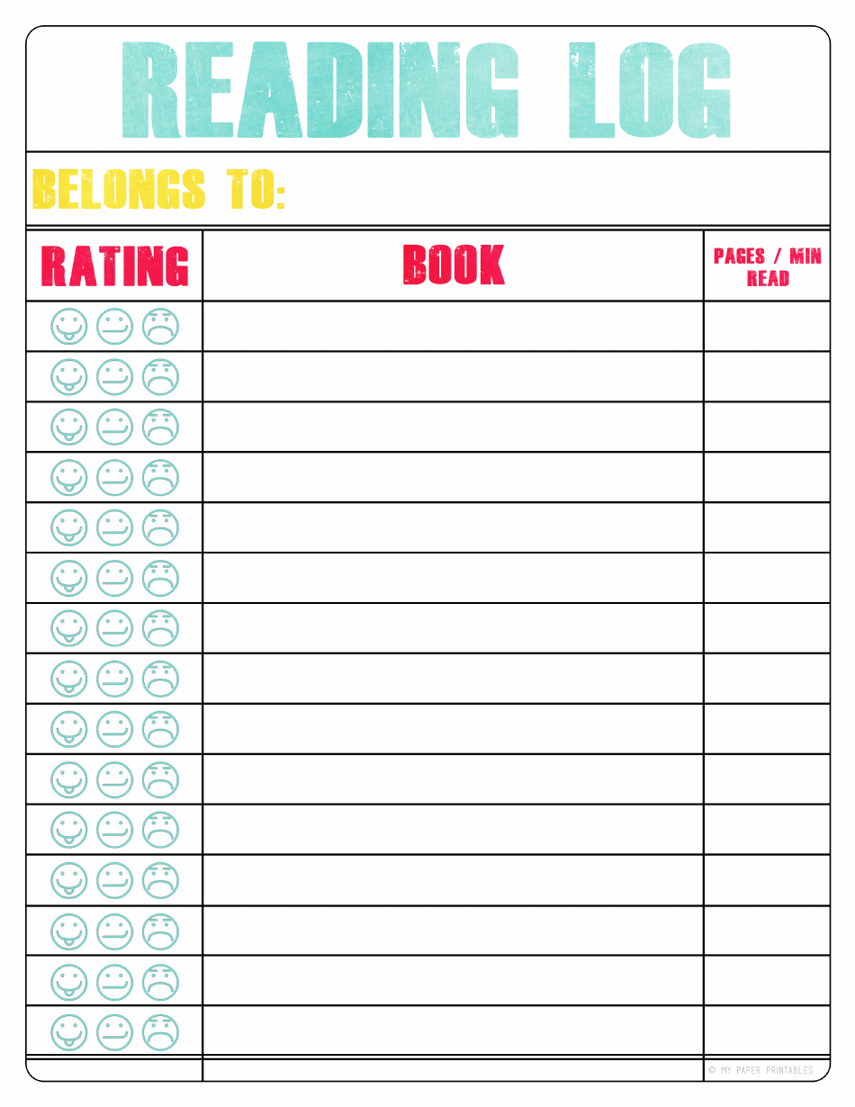 Emoji Reading Log Template Download Printable PDF | Templateroller