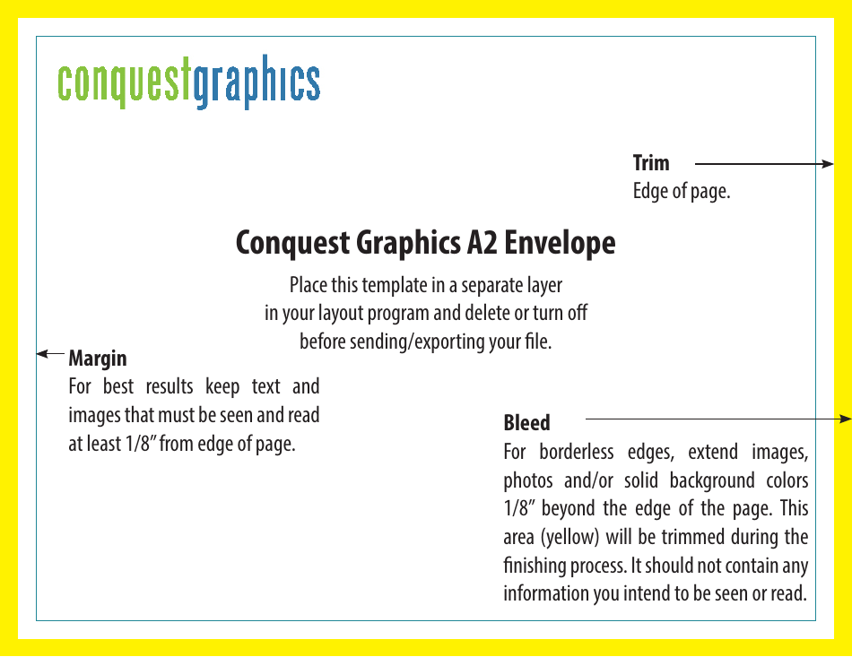 A2 Envelope Template with Yellow Frame