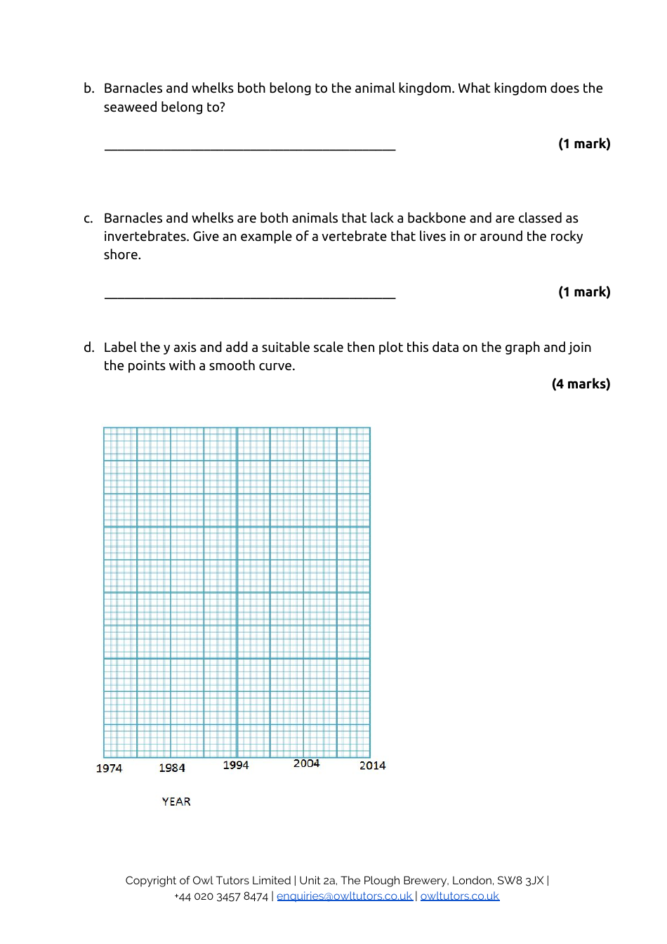 13+ Entrance Examination Paper 1 Biology: Level 2 - Owl Tutors, Page 10