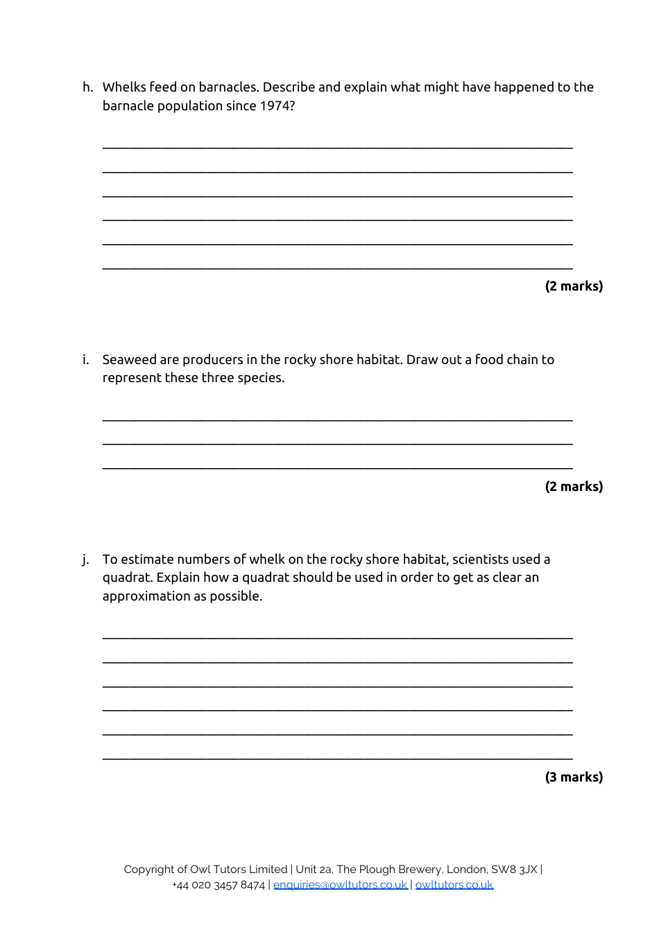 13+ Entrance Examination Paper 1 Biology: Level 2 - Owl Tutors, Page 12