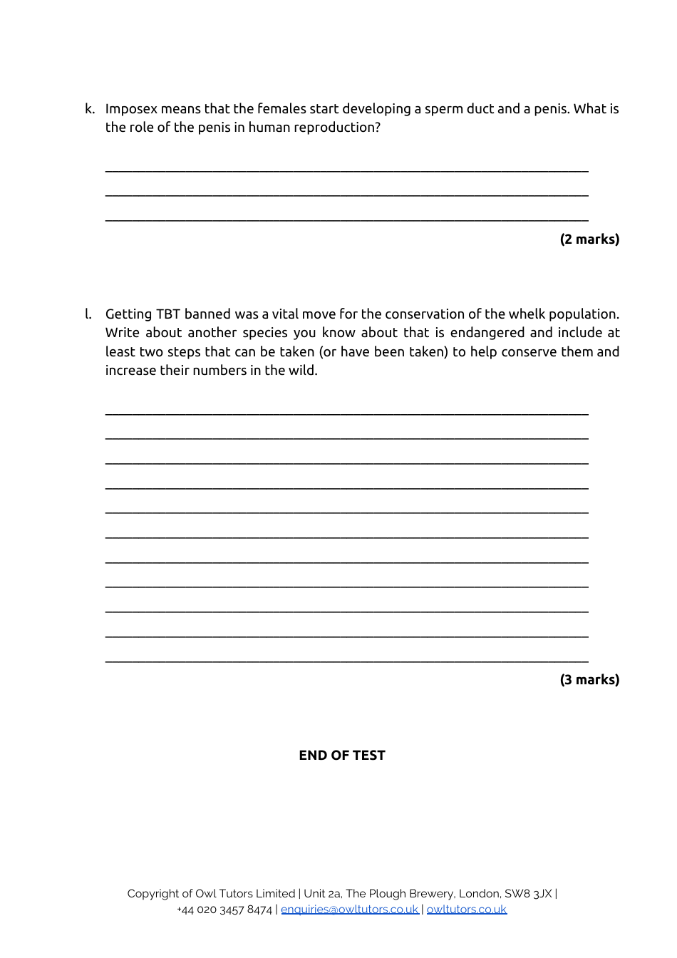 13+ Entrance Examination Paper 1 Biology: Level 2 - Owl Tutors, Page 13