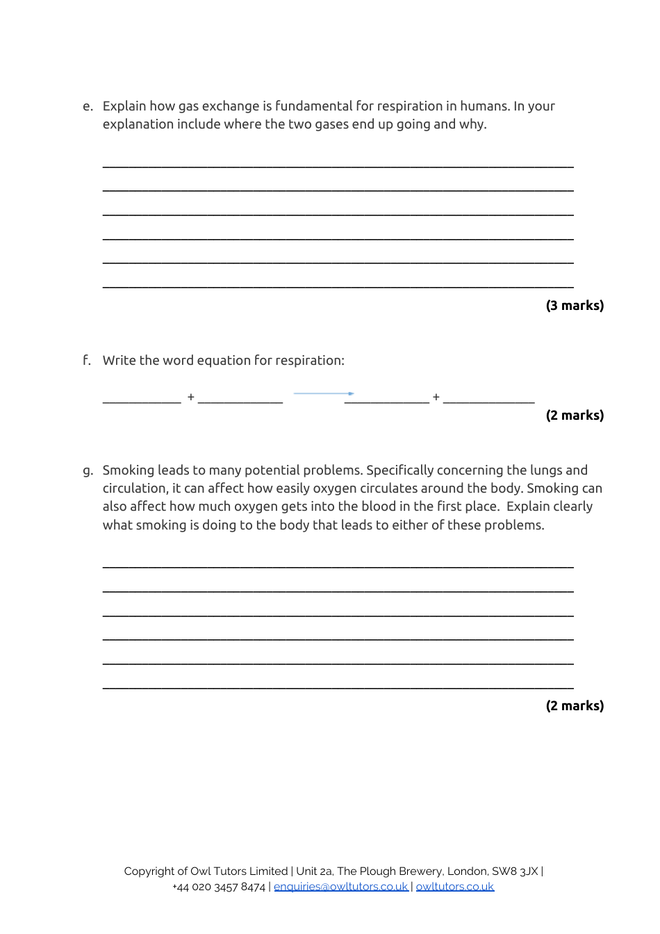 13+ Entrance Examination Paper 1 Biology: Level 2 - Owl Tutors, Page 6