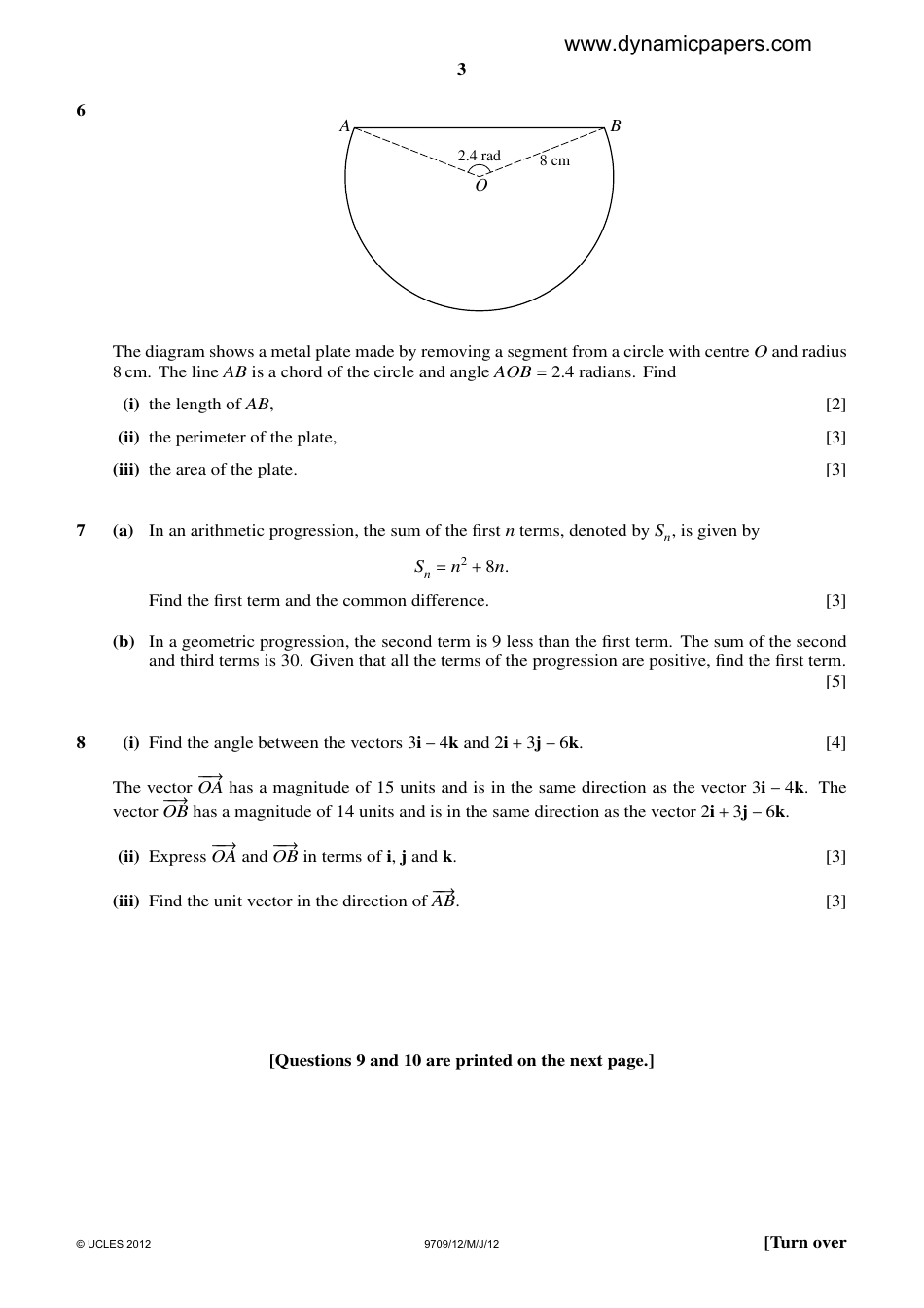 University of Cambridge International Examinations: Mathematics Paper 1 - Pure Mathematics 1 (P1), Page 3