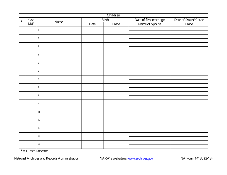 NA Form 14135 - Fill Out, Sign Online and Download Fillable PDF ...