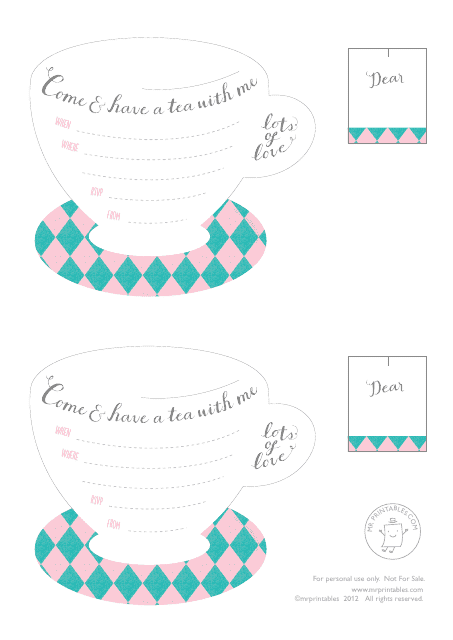 Tea Party Invitation and Envelope Templates