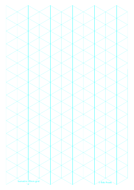 Isometric 20mm Grid Paper - Cyan
