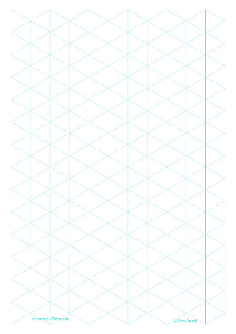 Isometric 20mm Grid Paper - Cyan, Page 1